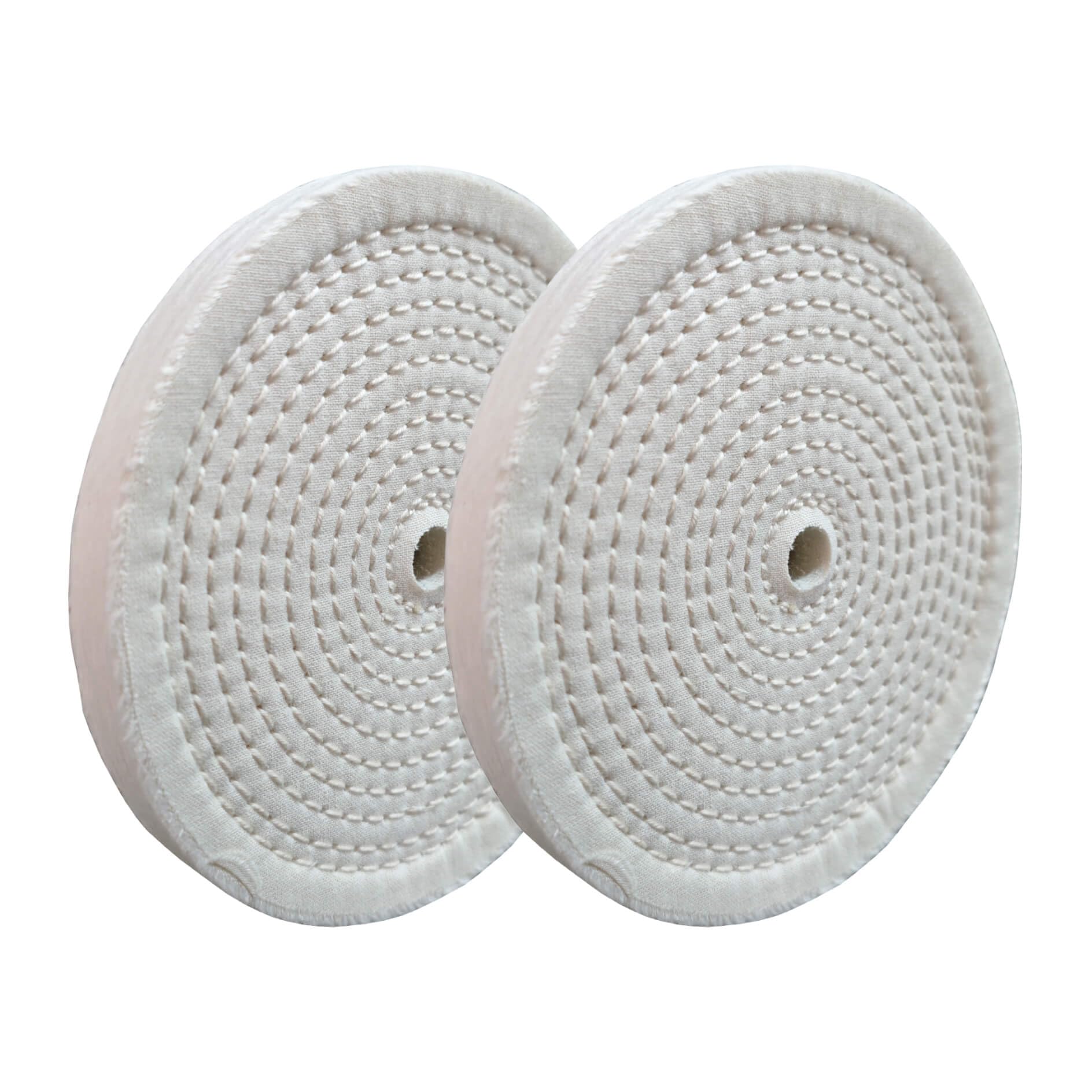 PURUI 2PC 6 Inch Polishing Buffing Wheels for Bench Grinder Spiral Sewn with 1/2" Arbor Hole and 1/2" Thickness White Cotton for Final Finishing on
