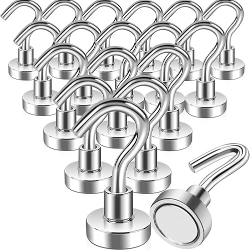 Ganchos magnéticos fuertes resistentes, 25 libras, potentes imanes de neodimio de tierras raras, gancho para colgar en el aula, refrigerador,