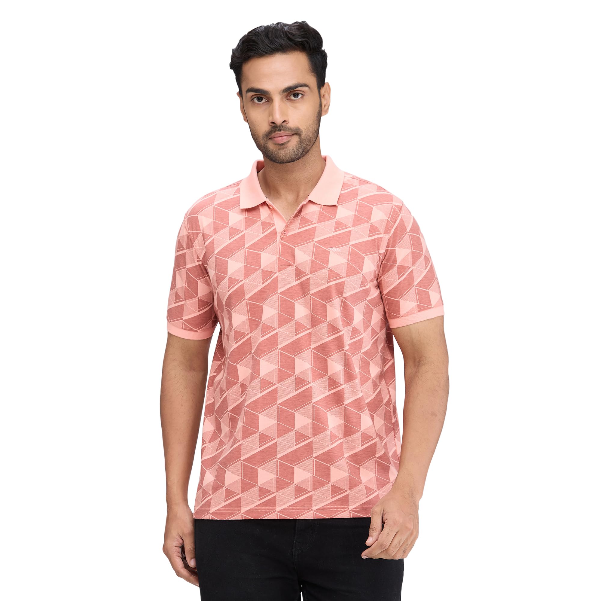 park avenue Men's Slim Fit Print Pattern Cotton Polyester Blend Polo Neck Half Sleeve Casual T-Shirt-picture-30