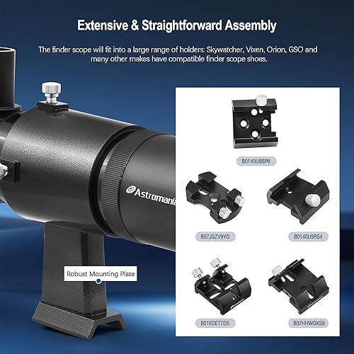 Miniatura 42 de Astromania Buscador de alcance 9x50, ángulo recto de imagen correcta, buscador de telescopio óptico, totalmente multicapa para telescopio