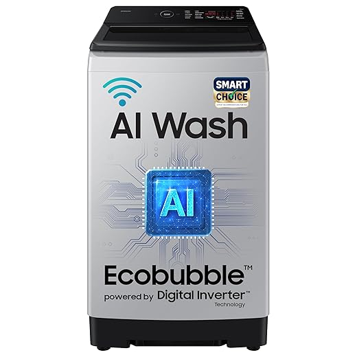 Samsung Smart Choice 10 Kg, 5 Star, AI Wash, AI Energy Mode, Wi-Fi, Ecobubble, AI VRT+, Soft Closing Door, Digital Inverter, Fully-Automatic Top Load Washing Machine (WA80F10E2LTL, Lavender Gray)