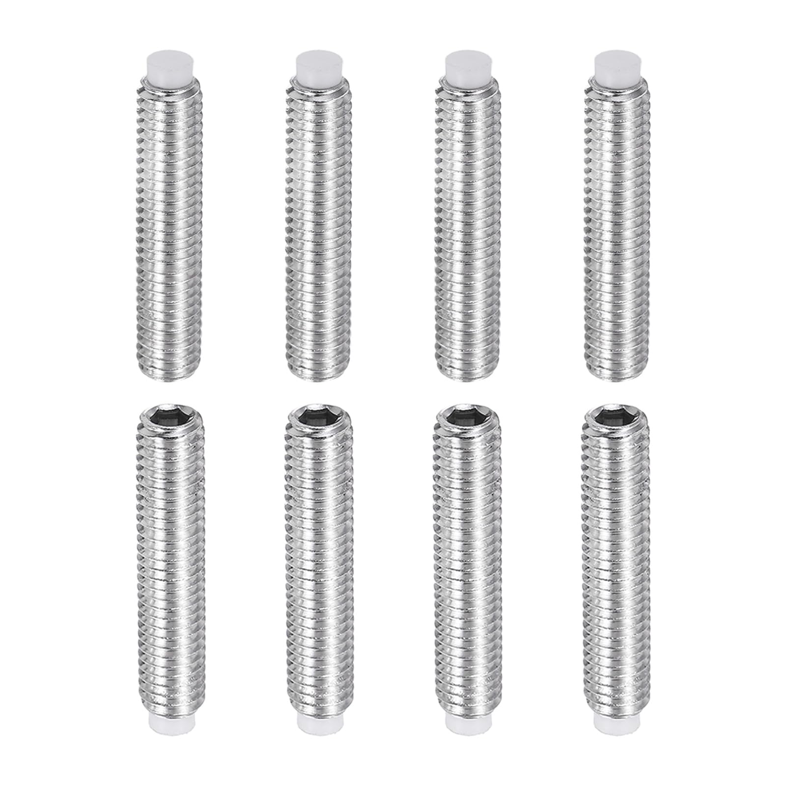 sourcing map 8 Pcs M6x30mm Nylon Tip Grub Screw, 304 Stainless Steel Metric Hex Socket Set Screws for Furniture Repair Industrial Machinery and Equipment