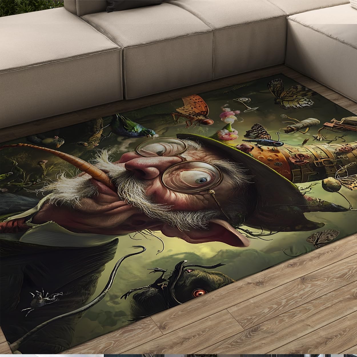 240x300cm Tapis Lavable Vieil Homme Fantaisie Halloween
