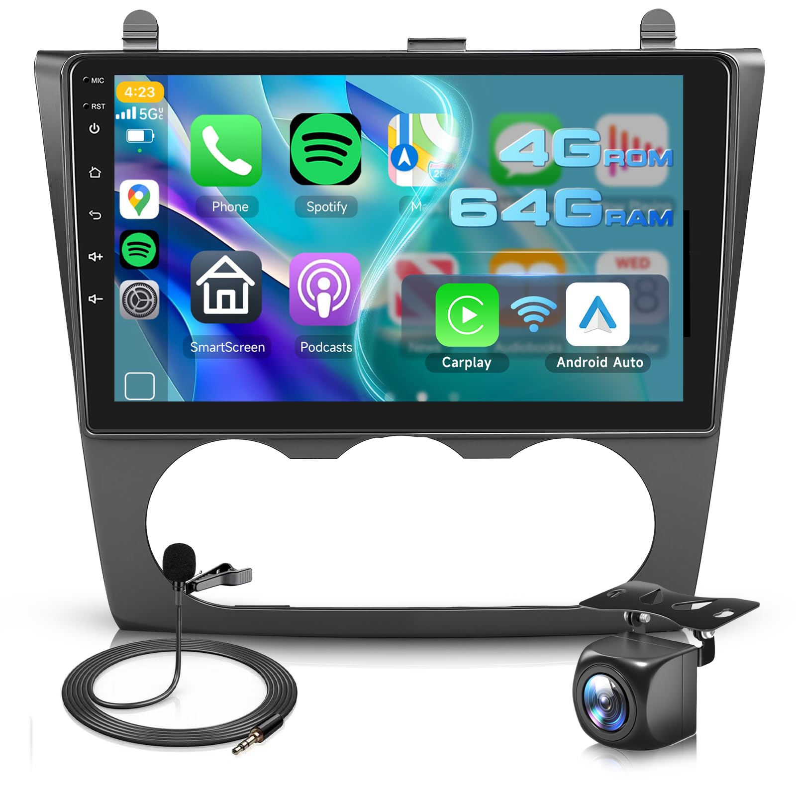 [ 4GB+64GB] Android Stereo for Nissan Altima 2008-2012 Radio Upgrade 9 Inch IPS Touch Screen Head Unit, Driauto Car Stereo with Wireless Carplay