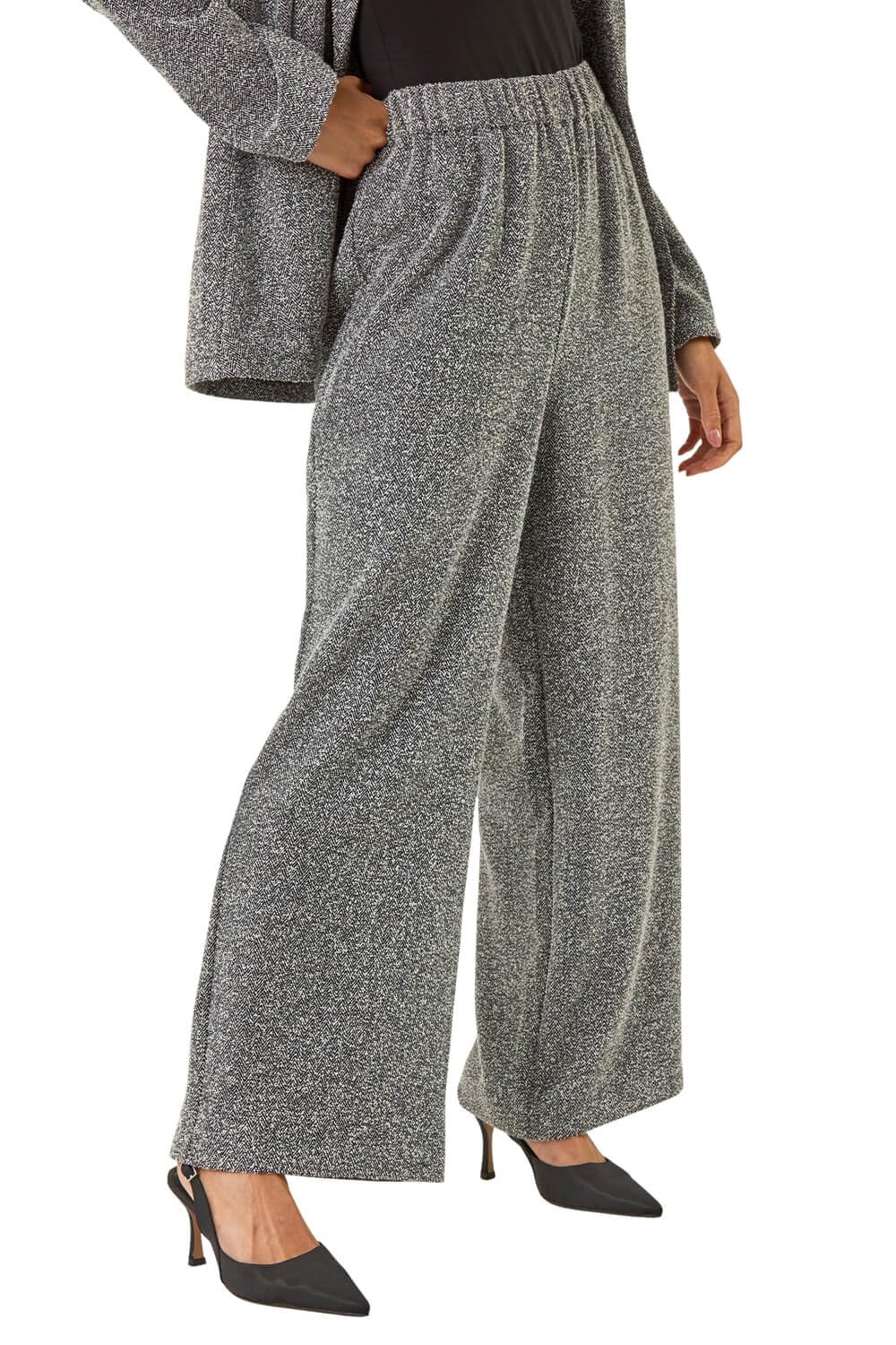 Roman Women's Black Petite Herringbone Trouser In | : Size 18