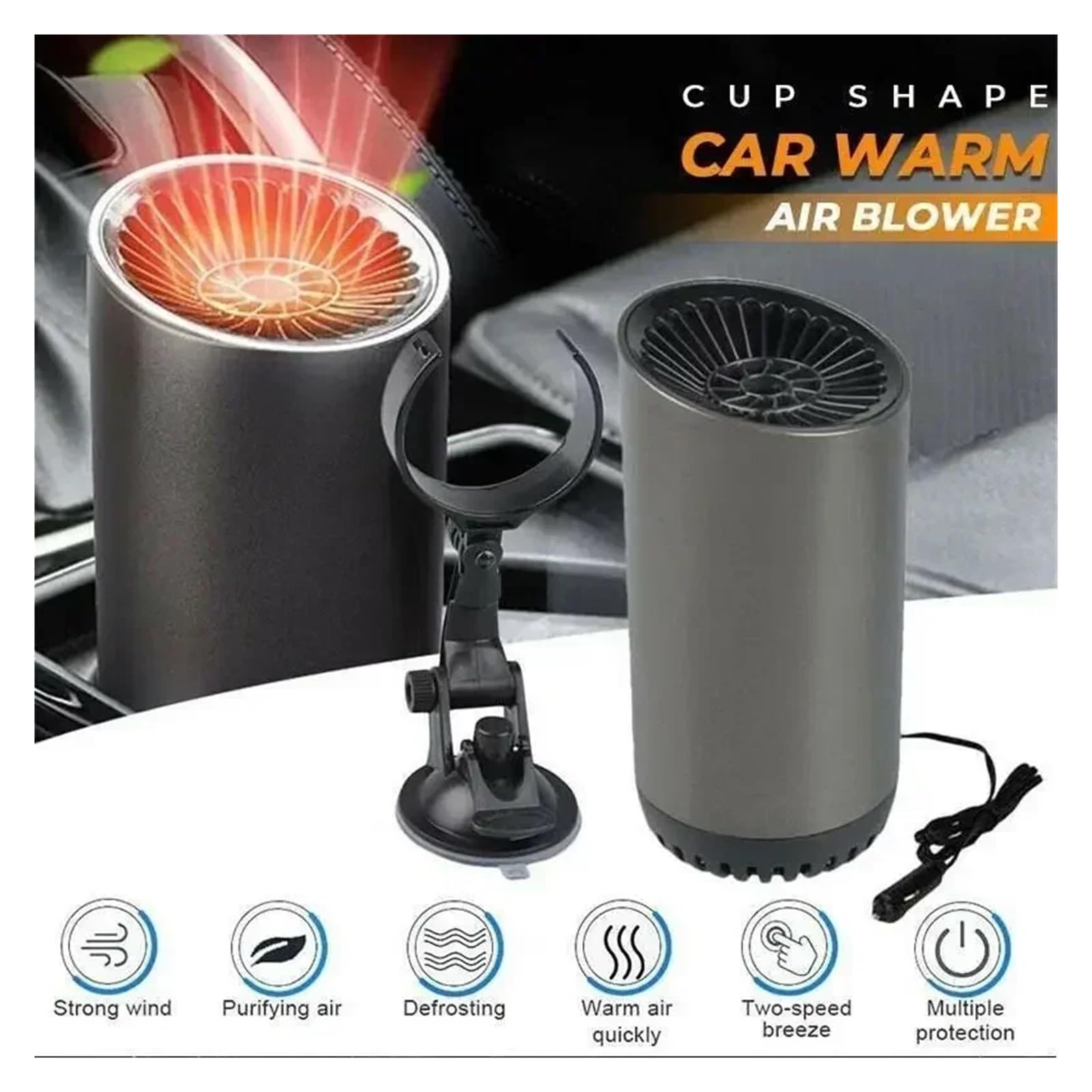Calentador de 12 V, ventilador recargable, ventilador recargable, calentador portátil, calentador, desempañador de parabrisas de coche