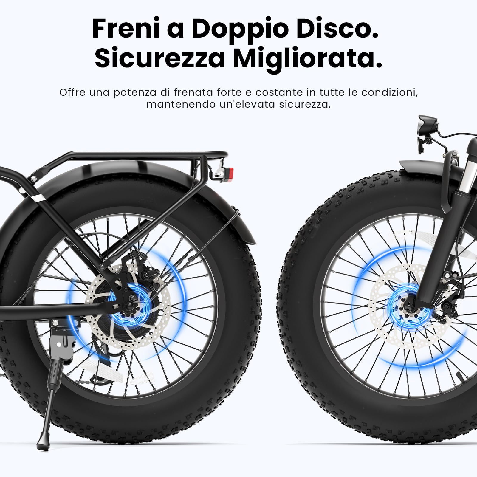 Touroll Bicicletta Elettrica, S3/S3 Pro Bici Elettrica pieghevole, 20"×3.0" fat bike elettrica, Autonomia 195 KM, Forcella Ammortizzata,Batteria Rimovibile