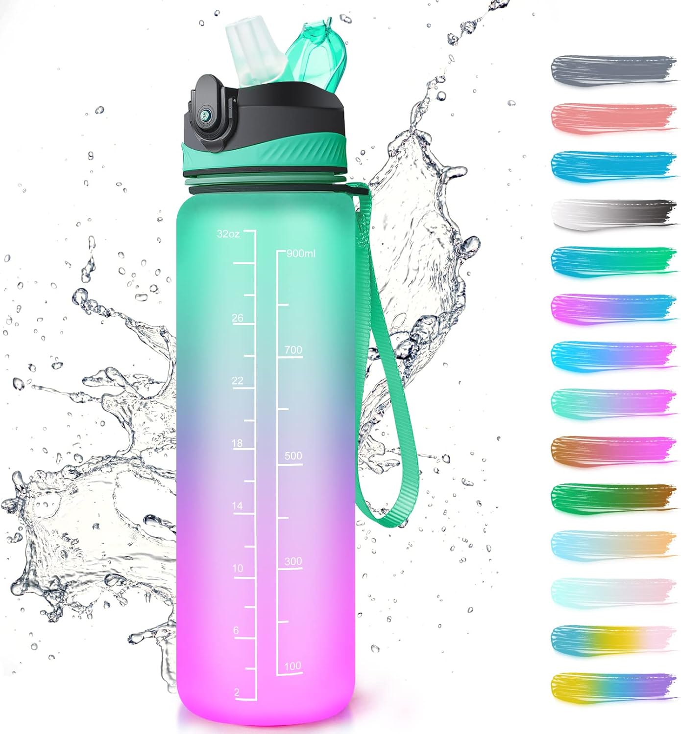 1 Litre Water Bottle With Straw 1 Litre Water Bottle with Straw, Sports Water Bottles with Time
