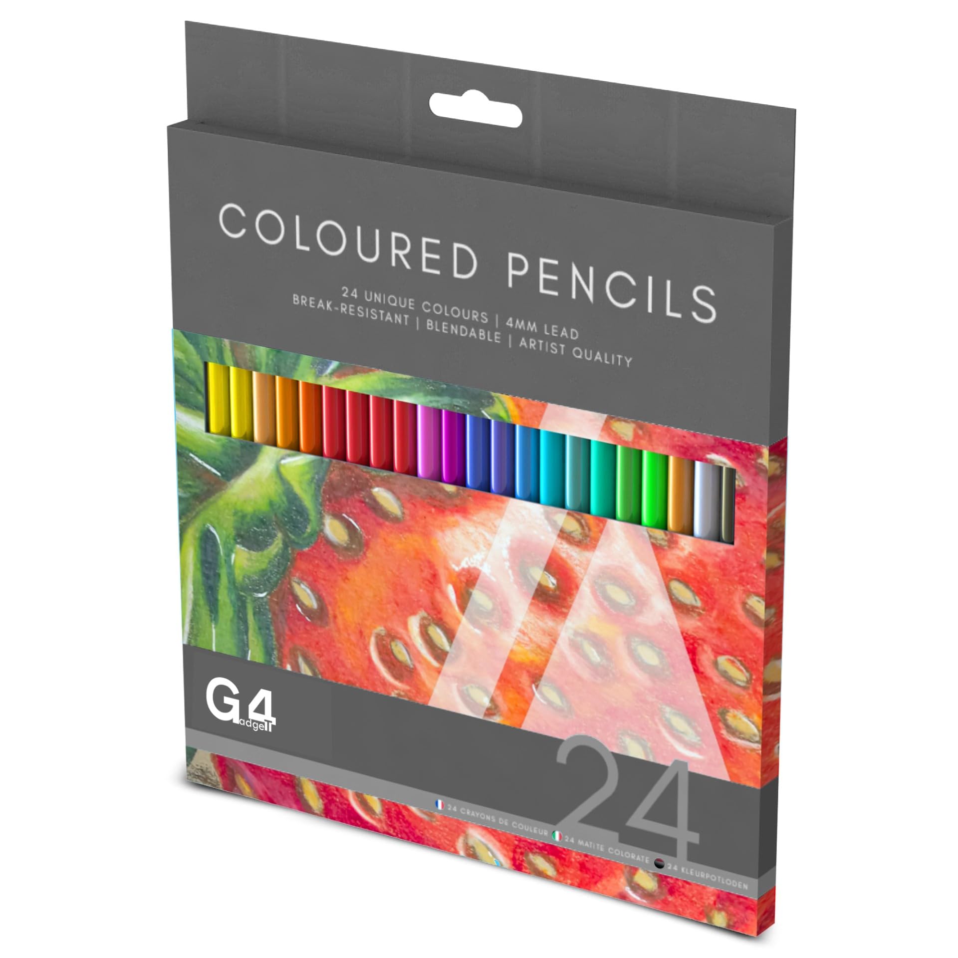 G4GADGET Colouring Pencils – Pack of 24 Assorted Coloured Pencils, Artist Quality Colour Pencils Set with 4mm Blendable Lead, Drawing & Colouring Pencils School & Art Supplies