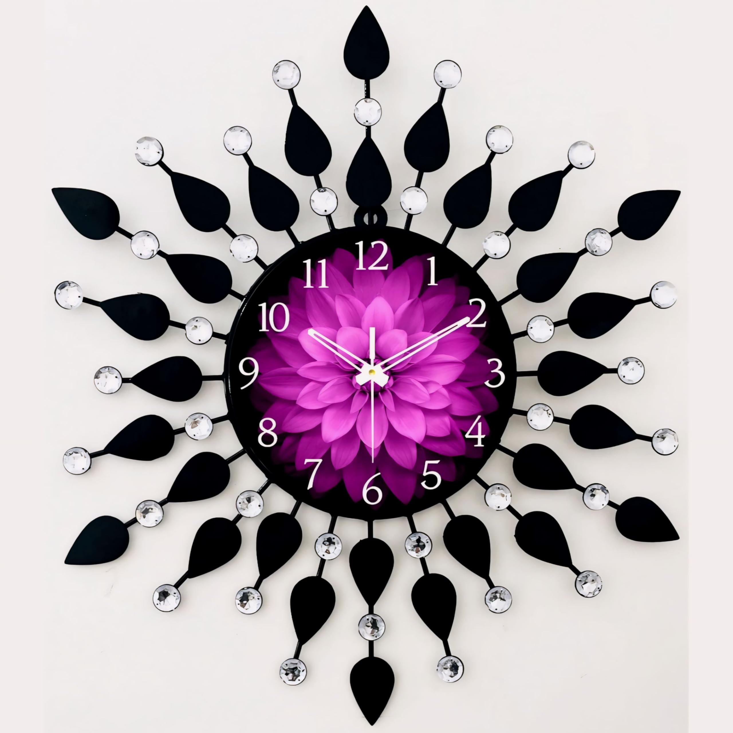Vintage Of World Wall Clock For Home Stylish 20 Inch Dial 8 Inch Color Black Beautiful Flower Design Antique Style Art Unique Office Decor Iron Metal Glass (Purple Dial) - Analog (B0CLGMTJ1F) Amazon Price History, Amazon Price Tracker