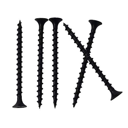 JEGONFRI 120 tornillos para paneles de yeso de alta dureza #6 × 2 pulgadas, negro, rosca gruesa, unidad Phillips, cabeza de corneta, tornillos de