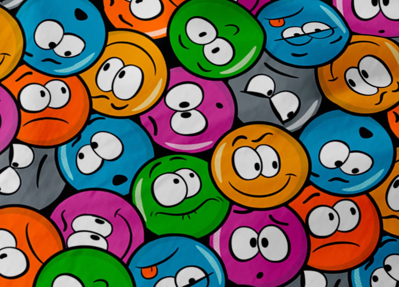 BIANCHERIAWEB Sacco Copripiumino In 100% Cotone Made Italy Disegno Emoji Piazza E Mezza Emoji