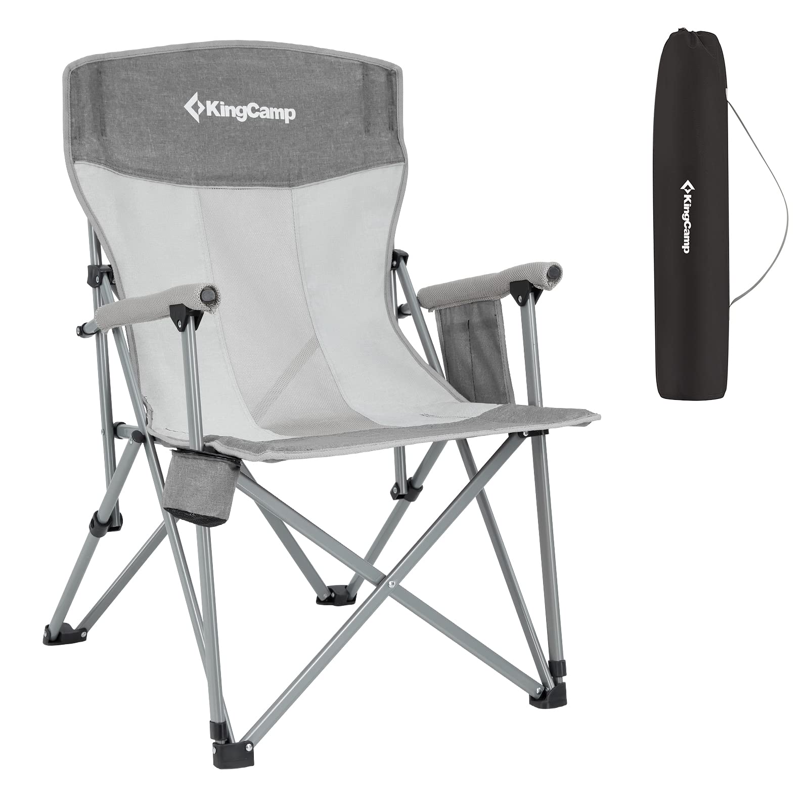 KingCamp Oversized Heavy Duty Outdoor Camp Lightweight Portable Lawn Chair Sturdy Steel Frame Supports 300 lbs with Cup Holder for Sports Fishing Picnic, one Size, Blue&Gray