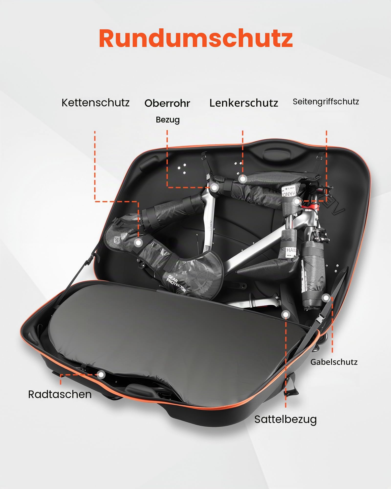 VEVOR Fahrrad Transporttasche Fahrradtasche für 700C Rennräder mit Eva-Hartschale, Schnellverschluss Doppelreißverschluss TSA-Schloss & Rollen, Hartschalenkoffer für Flüge Zugfahrten Autoreisen