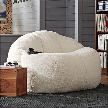 Bean Bag Chair,No Filling Living Room Furniture Big Round Soft Fluffyit was only a Cover, not a Full Bean Bag Faux Fur BeanBag Lazy Sofa Bed Cover Giant Fur Bean Bag Cover