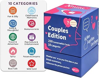 200 Couples Conversation Starter Cards, Prompts for Deeper Connection, Date Night Road Rrip Travels Long Distance Relationship Anniversaries Quality Time