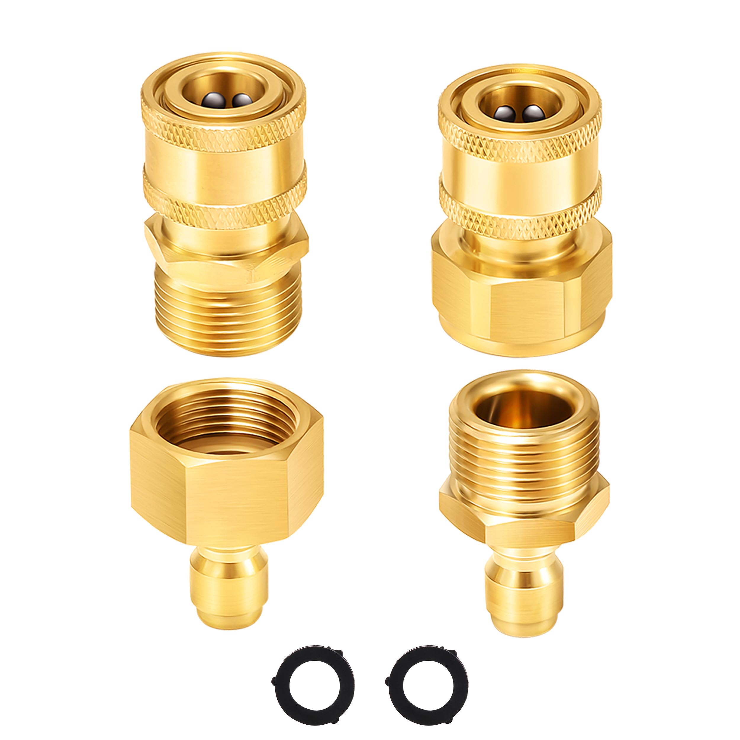 M MINGLE High Pressure Washer Adapter Set, M22-14 to 1/4 Quick Connect, Pressure Washer Quick Connecters with O-ring
