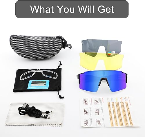 Miniatura 6 de Gafas de sol polarizadas para ciclismo hombres y mujeres con 1 lente o 3 lentes intercambiables gafas de béisbol