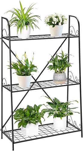VIVOSUN Soporte de metal de 3 niveles, estante de exhibición para plantas de interior y exterior, soporte para macetas o organizador de zapatos para
