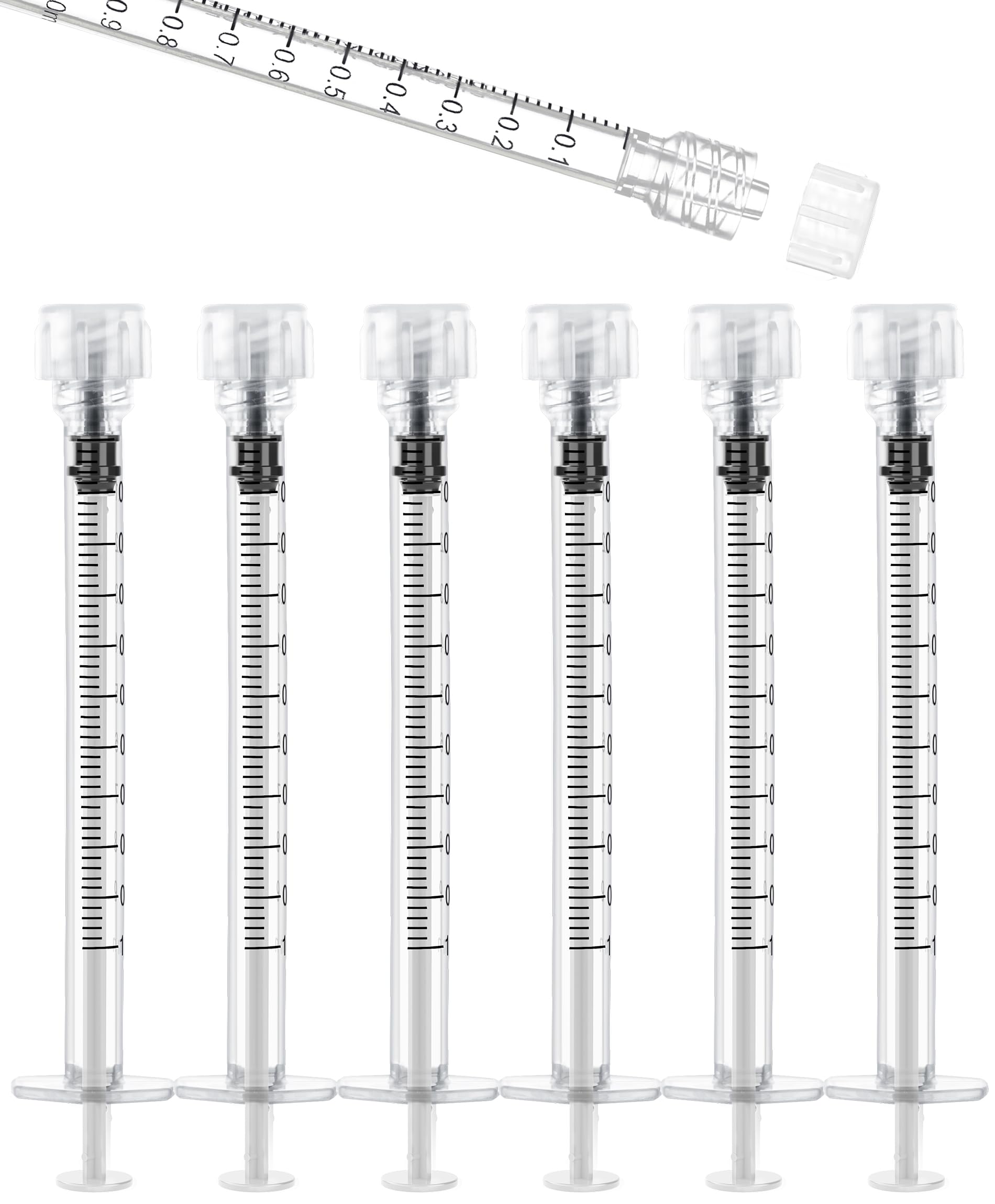 1mL Luer Lock Syringes without Needle - Syringe with Cap, Sterile Individually Sealed, Professional, Industrial & Personal Home Care, 10 Pack