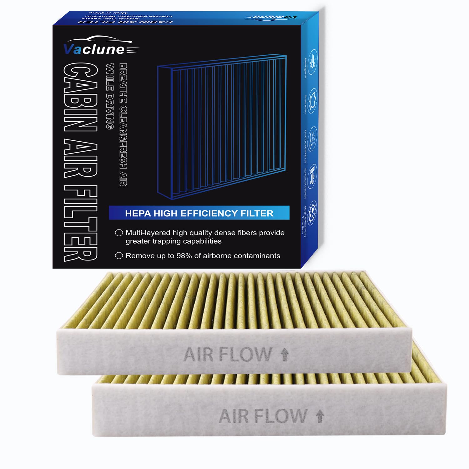 Vaclune Cabin Air Filter 2 Pack HEPA Car Air Filter Compatible Fits for Ford Explorer,Ford Bronco,Escape,Lincoln Aviator,Corsair,Maverick,Mustang Mach-E,Lincoln Aviator,Police Interceptor Utility.