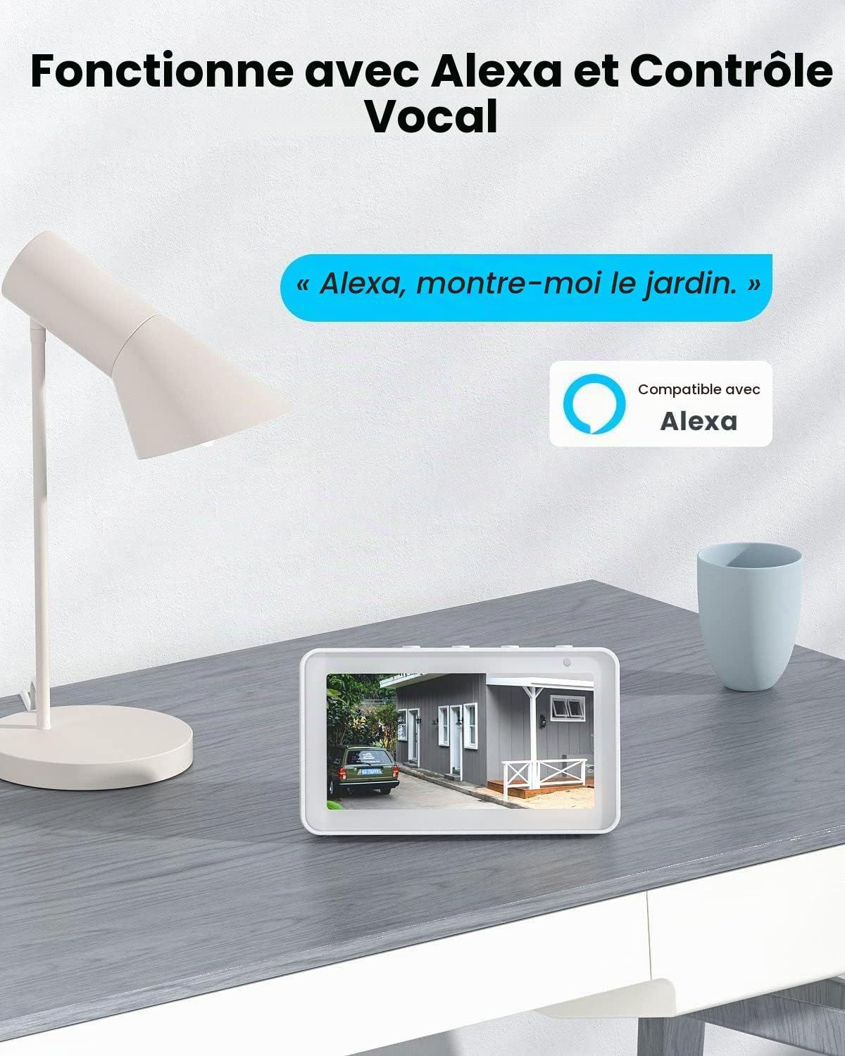 ieGeek Caméra Wi-Fi 2K extérieur/intérieur sans fil, batterie, phare et alarme intégrés, vision nocturne à couleurs, détection de mouvement PIR, 2 voies audio, stockage SD/Cloud, WiFi 2,4 GHz, IP65