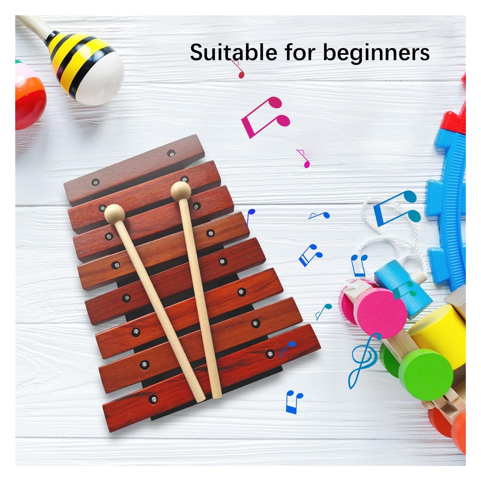 8 Notes Wooden Xylophone | Strumento musicale con bacchette Piccoli strumenti musicali