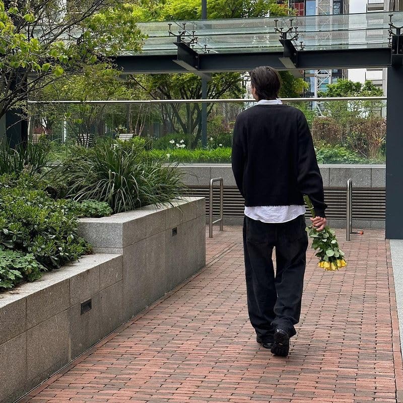 Men's Oversized Gothic Sweater with Fashionable Pattern Knitted Autumn Sweater Street Trend Round Neck Pullover4