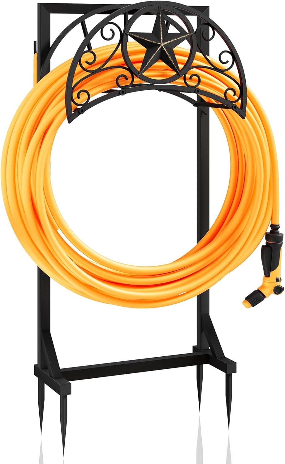 Garden Hose Holder Metal Hose Reel Detachable Outdoor Water Hose Holder Stand Holds Heavy Duty Freestanding Pool Hose Rack Storage Hanger for Outside Yard Lawn Farm, GoldStar_1
