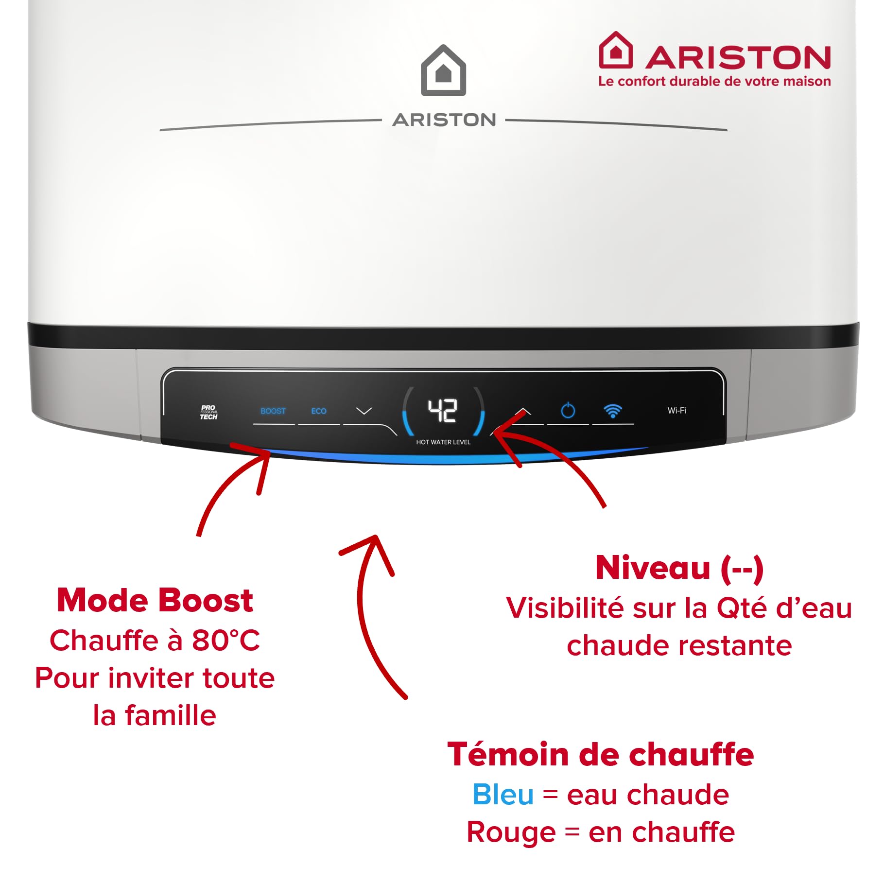 Ariston Velis Evo Dune Dry WiFi 80L Chauffe-Eau Plat Multiposition, Résistances DRY x2 Anti-Calcaire, 25% Économie d'Énergie, Certifié NF, Garantie Remplacement à Vie