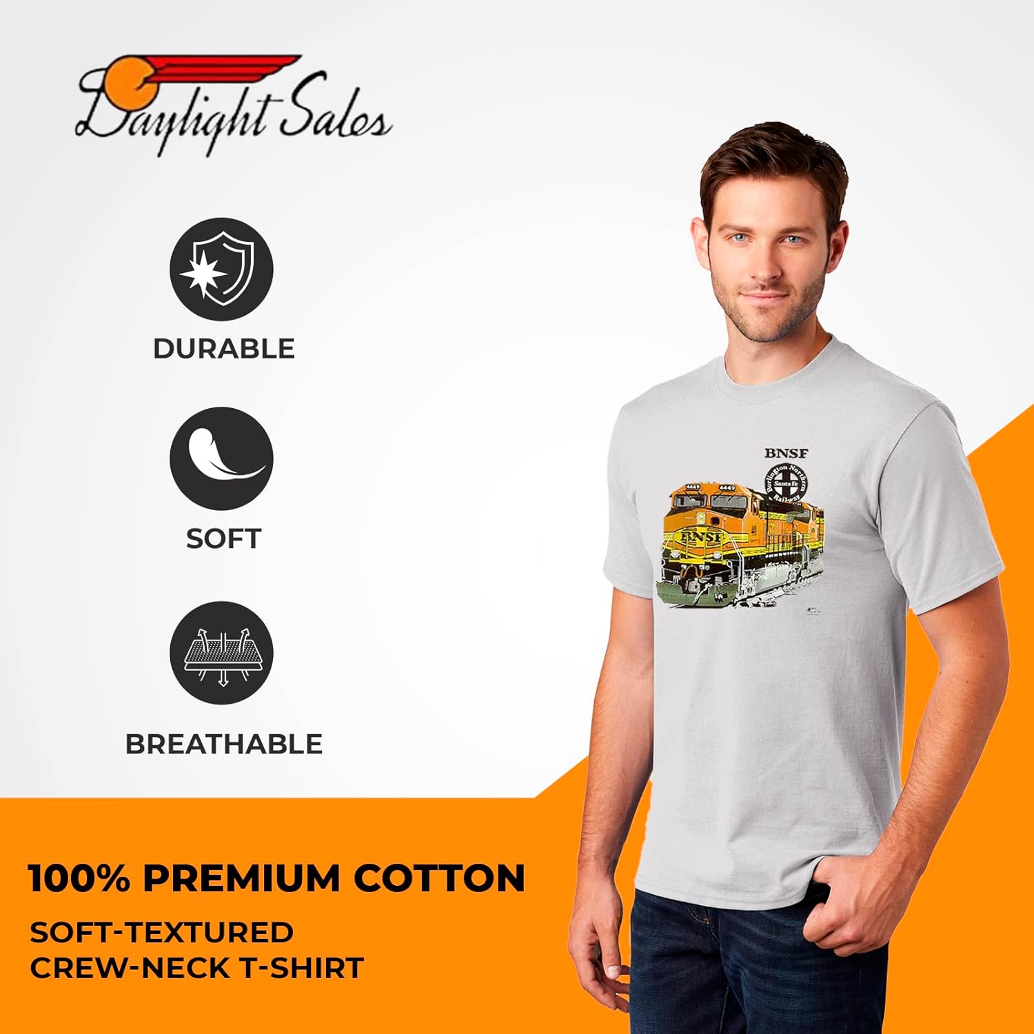 Daylight Sales BNSF Heritage II Authentic Railroad T-Shirt Tee Shirt [20025] - Image 2