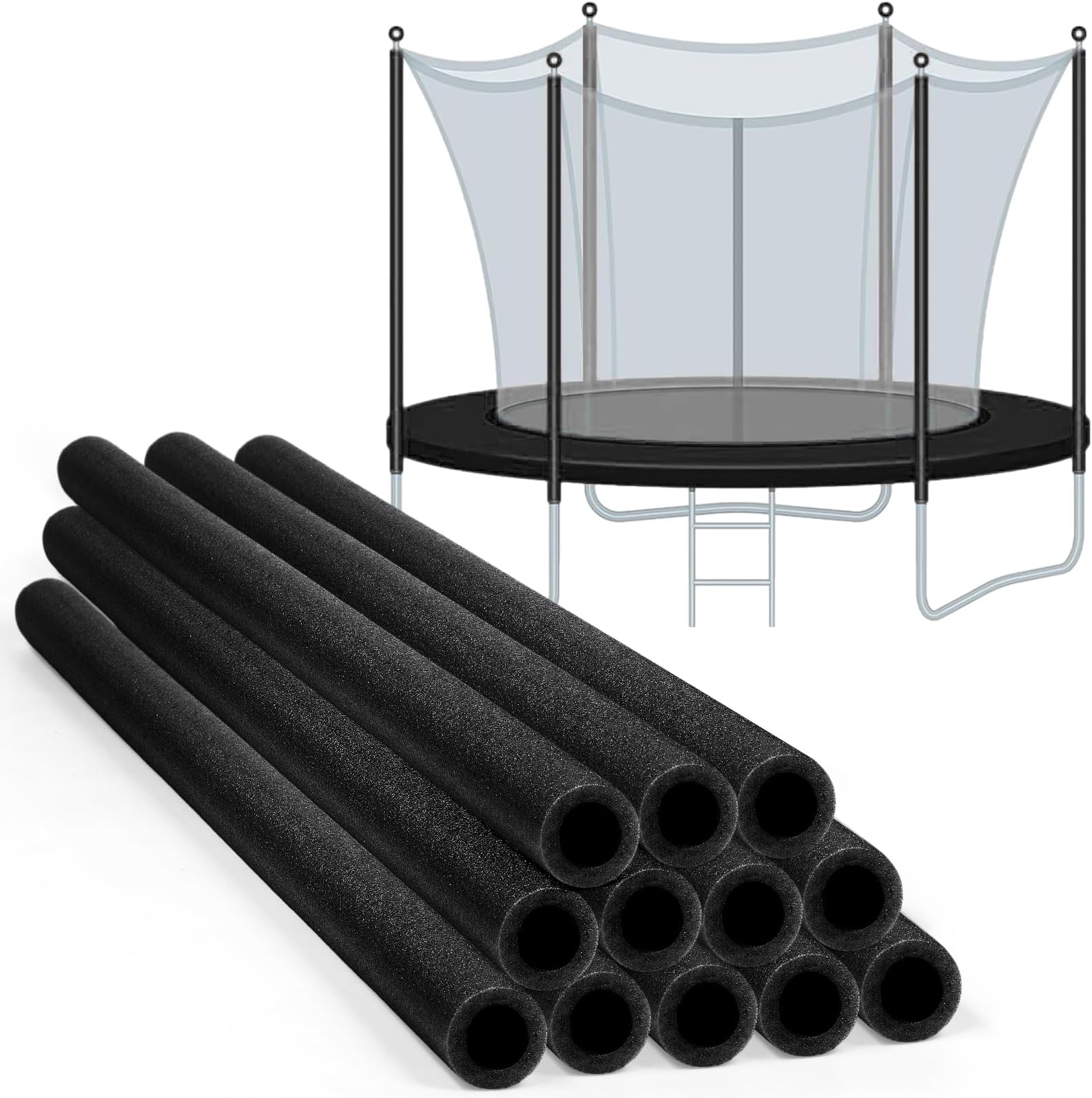 Gemscream 12 Pcs Trampoline Pole Foam Sleeve 35.4" Length 2026 Upgrade Materials Waterproof Trampoline Poles Cover Replacement for Outdoor Accessories