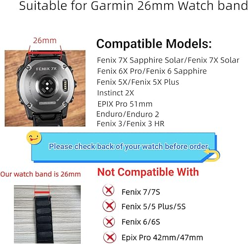 Miniatura 2 de AHXLL Correa de reloj de velcro compatible con Fenix 7XFenix 6X ProFenix 6X Fenix 5X5X PlusInstinct 2X, correa deportiva ultraligera ajustable de