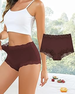 Women’s Brown Recycled Fabric Lace-Trimmed Boyshorts Underwear – Eco-Friendly Stylish Comfort Panties