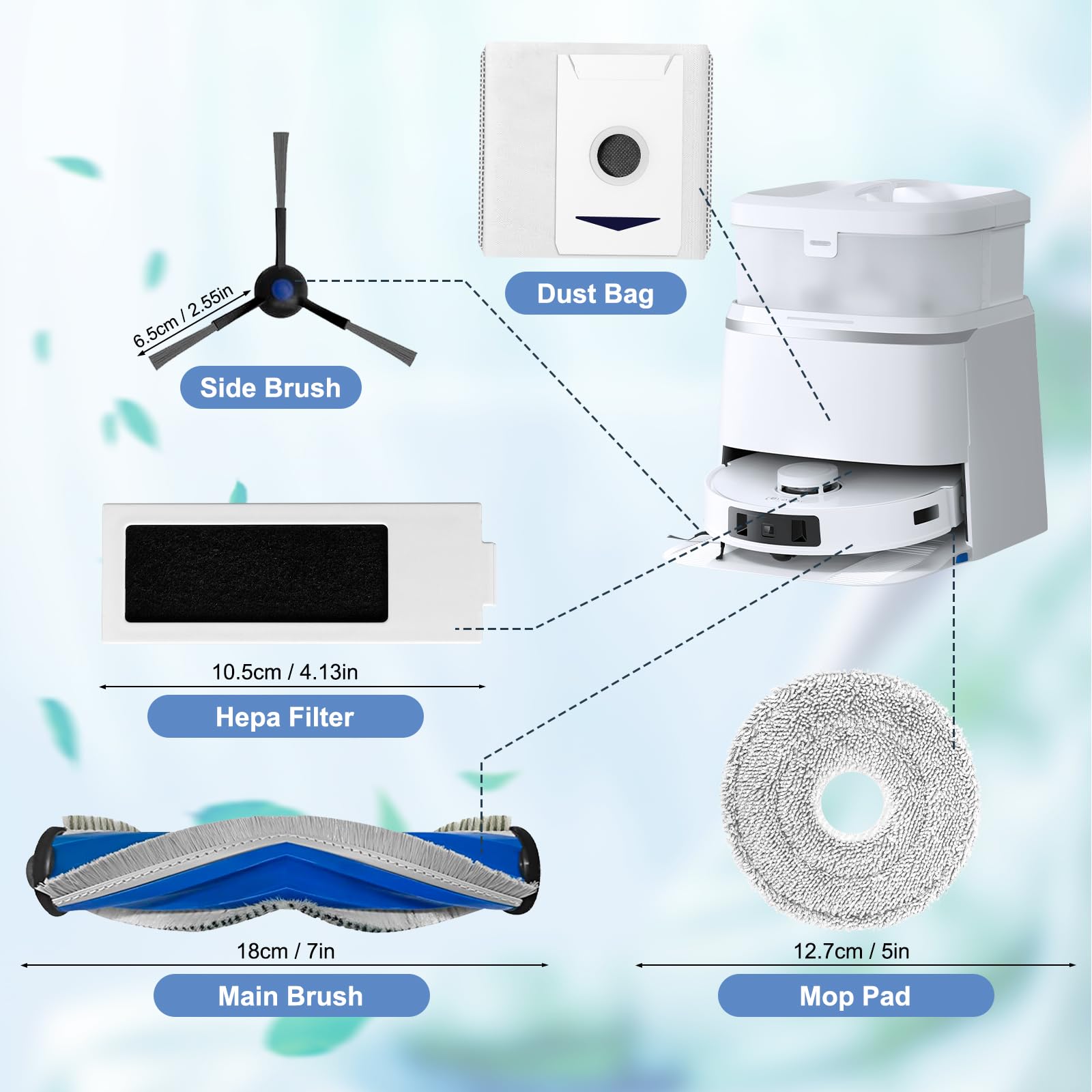 Kit Ricambio ECOVACS Per DEEBOT T30 PRO OMNI - Spazzola Antigroviglio, Filtri, Accessori Originali - Foto 10