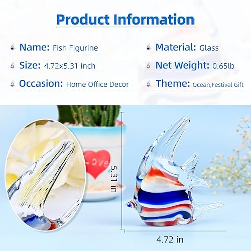 Miniatura 3 de Adorno de figuras de peces de vidrio soplado a mano, figuras de cristal para decoración del hogar, figuras coleccionables, regalo para mujeres, día