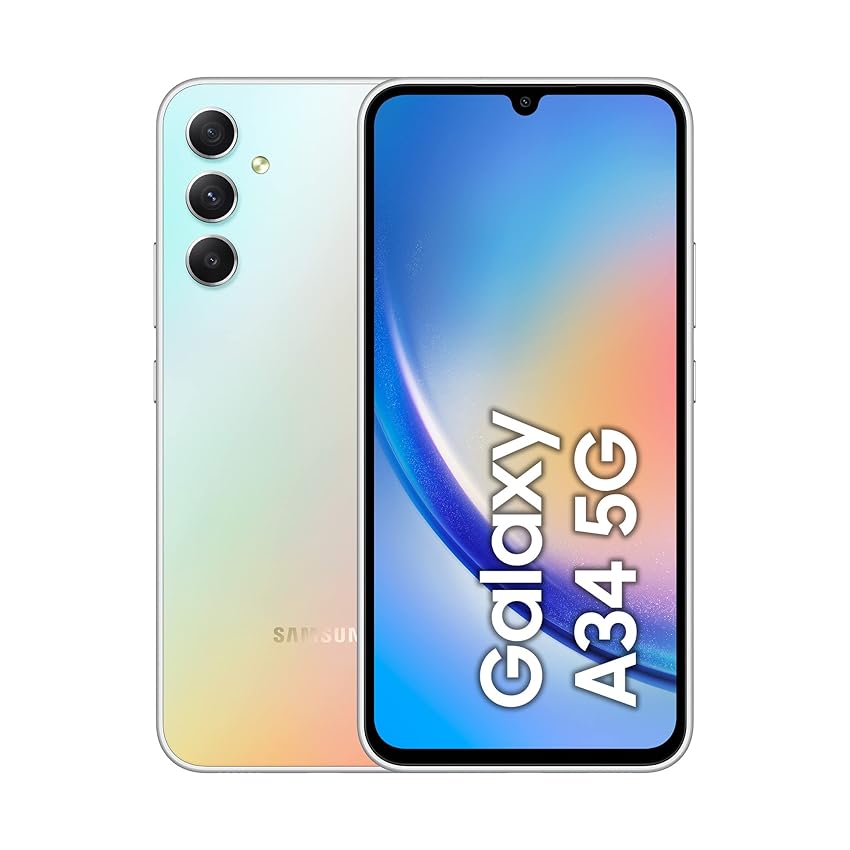 Immagine del prodotto Samsung Galaxy A34 5G Smartphone Android, Display FHD+ Super AMOLED 6.6”, 6GB RAM e 128GB di memoria interna espandibile, Batteria 5.000 mAh, Awesome Silver (Versione Italiana)