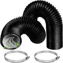 Onperpoe Exhaust Hose 100 mm Length 2 m Black Flexible PVC Aluminium Pipe Hose Ventilation Hose Hose with 2 Hose Clips Stainless Steel for Air Conditioning Systems Aluminium Flex Pipe for Air