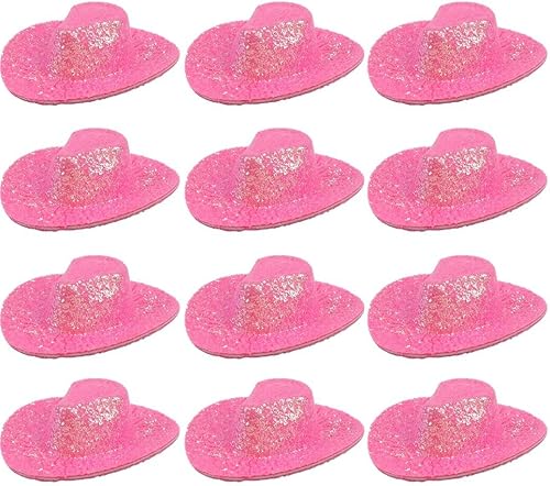 Miniatura 1 de Homaisson 12 piezas de sombrero de vaquera espacial para decoración de fiesta, mini sombrero de vaquera disco holográfico espacial, suministros de