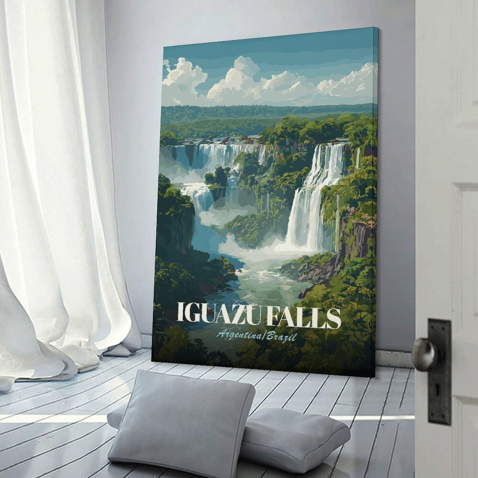 Junmoney Iguazu Falls, ArgentinaBrazil Room Decor Wall Art, 20x30inch(50x75cm), for Feature Walls in Flats Or Modern Rooms, Wall Decor Suited to Curated Displays