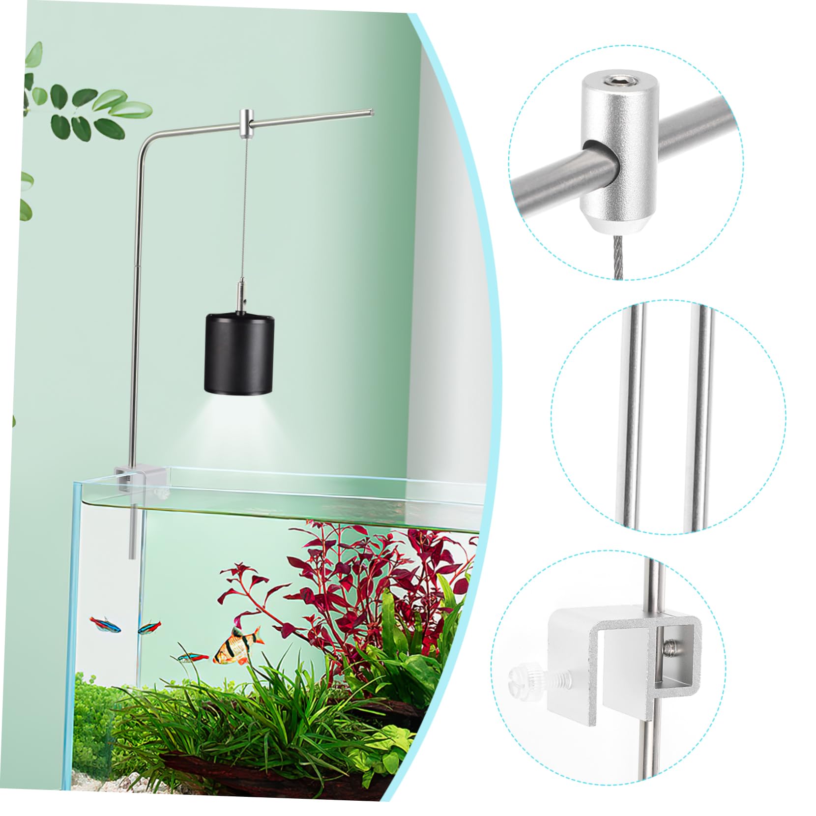 Aquarium Lampenhalterung aus Aluminiumlegierung, Silber, Verstellbar