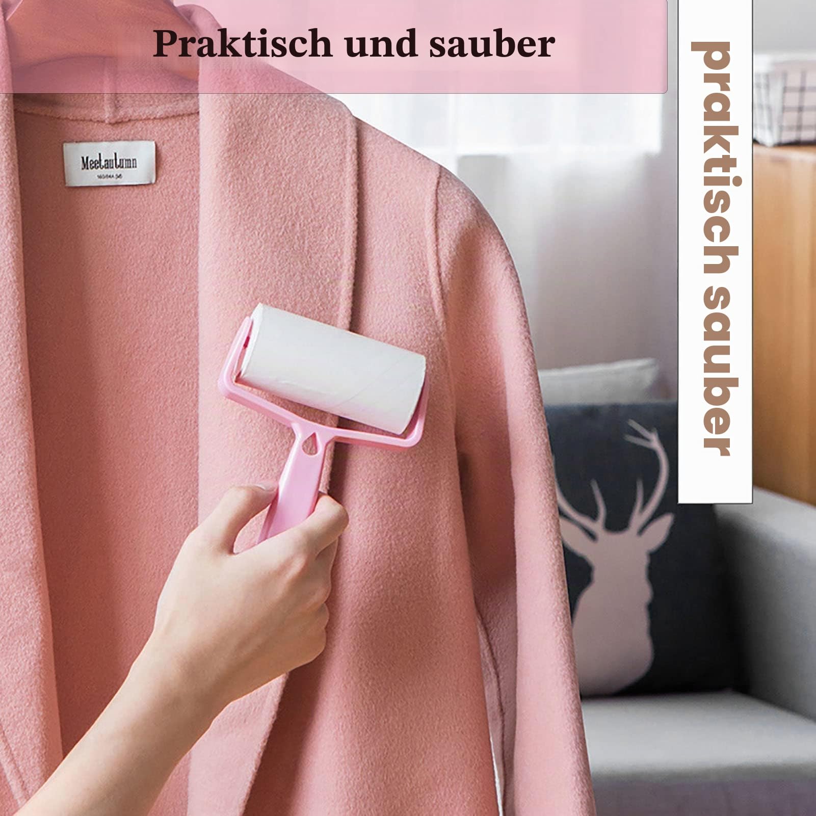 Fusselrollen für Tierhaare, Extra Stick Fusselentferner mit Abdeckung, Hunde/Katze Haarentfernung, 4 Nachfüllungen + 1 Roller, insgesamt 220 Blatt