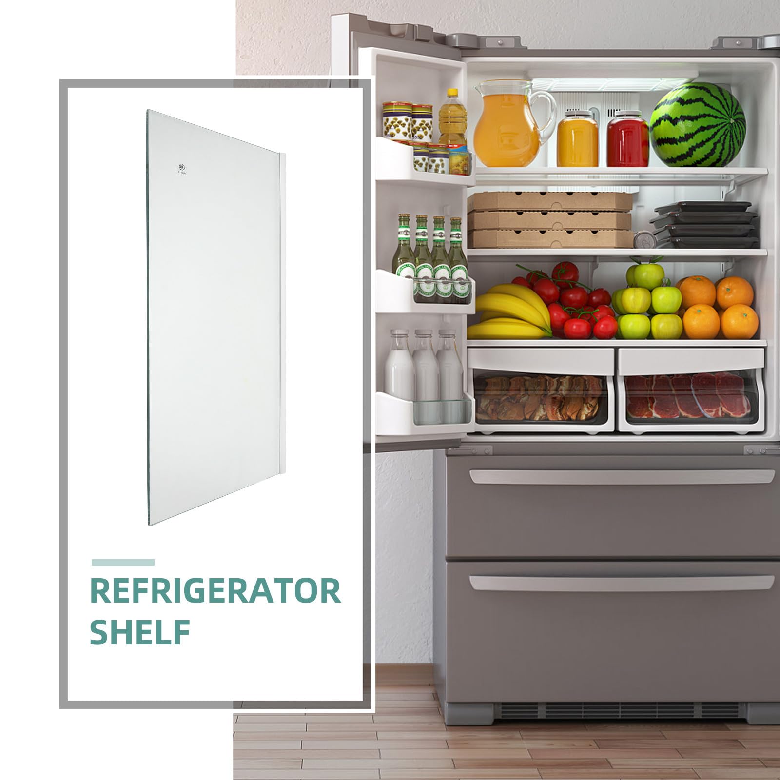 Ripiano Frigo in Vetro Temperato 40x24 Cm per Frigorifero | Ricambio per Cucina e Casa, Facile da Pulire, Portata Elevata, Vetro Trasparente