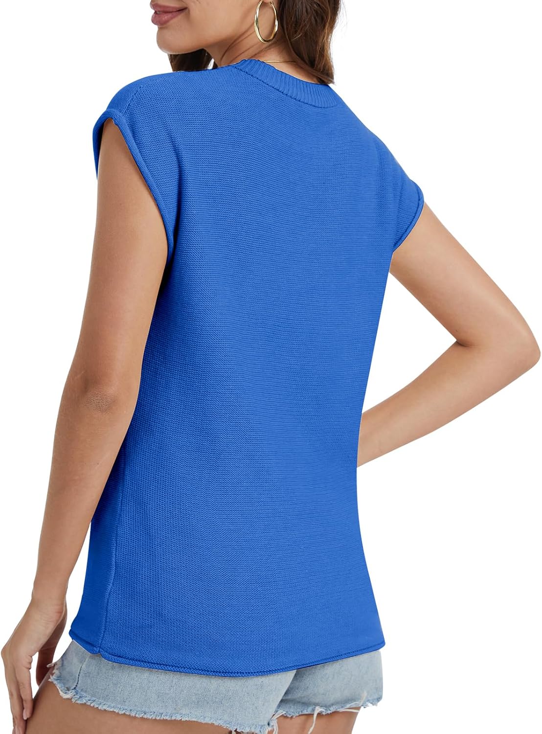 MORROWIND Womens Summer Cap Sleeve Tops Trendy Crew Neck Loose Knit Sweater Vest Spring Fall Casual Pullover Shirt Tank Top - Image 6