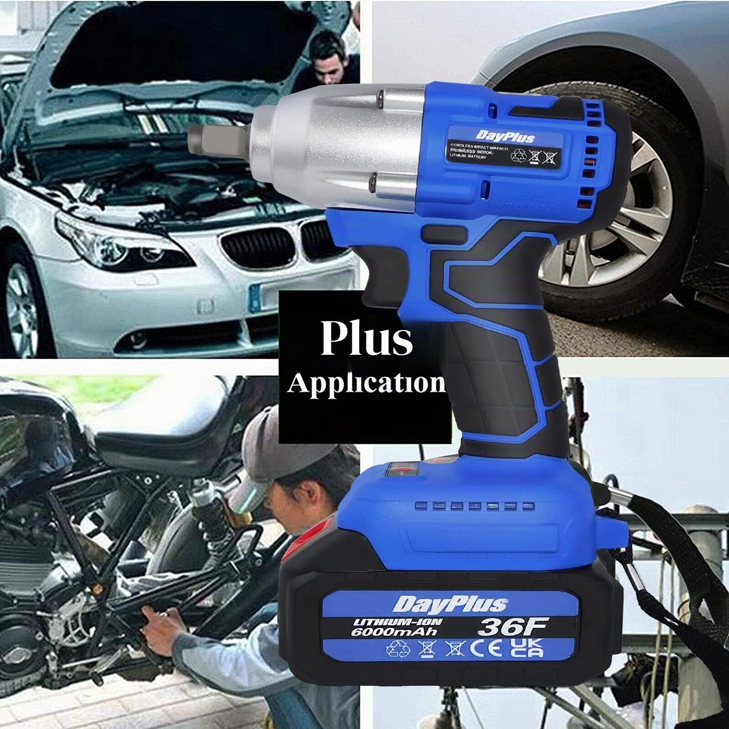 Clé à choc sans fil 21 V MAX pour réparation de voiture, pistolet à écrou de roue électrique 420 N.M à couple élevé, clé électrique sans fil avec 4 prises + 12 embouts de pilote + batterie 6,0 Ah