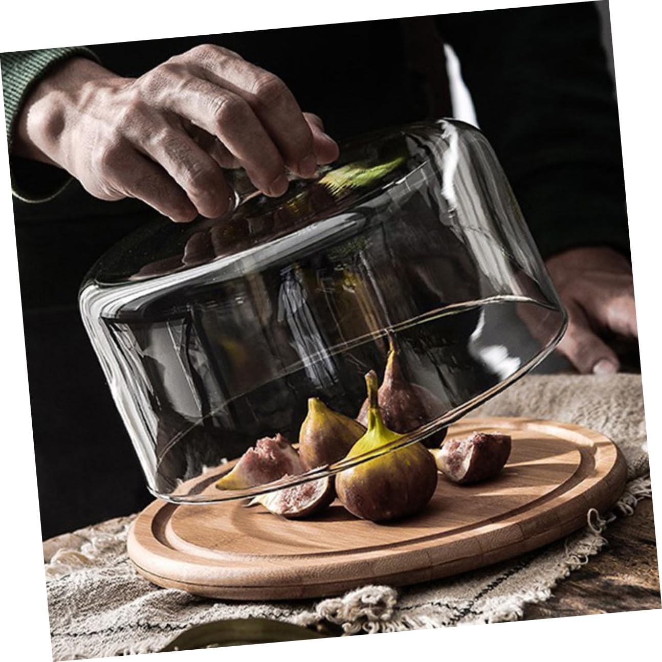 Glass Food Cover with Tray Large Cake Dome Protective Display for Dessert Bread Pastry Household Use