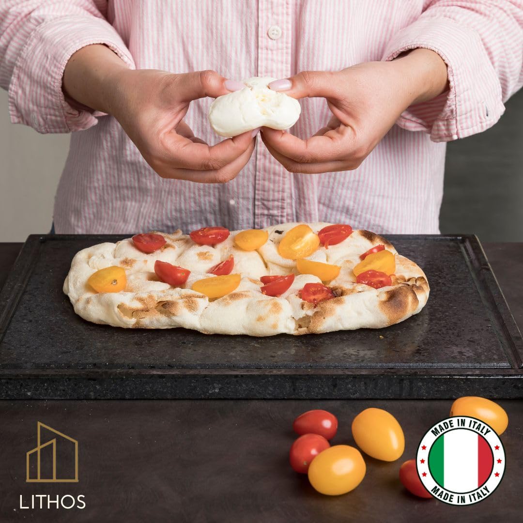 PIASTRA PIETRA LAVICA OLLARE + TELAIO INOX 39 X 35 X 2 PER PIZZA FORNO A GAS ELLETRICO BARBECUE REFRATTARIA PER CARNE BISTECCHIERA ANTIADERENTE
