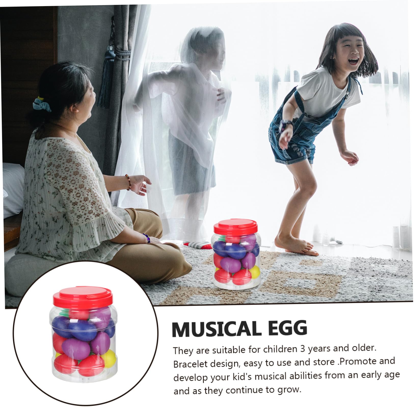 Strumenti Musicali Percussione Uova in Plastica 20 Pezzi Superficie Liscia per Back To School Party e Giochi Educativi per Ragazzo Ragazza Colore Casuale