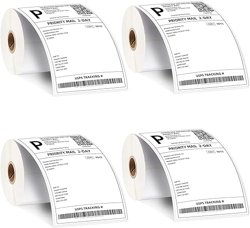 AKOLABEL Etiquetas térmicas de 4 x 6 pulgadas papel de etiquetas de envío 4 rollos de etiquetas de correo compatibles con impresoras térmicas MUNBYN