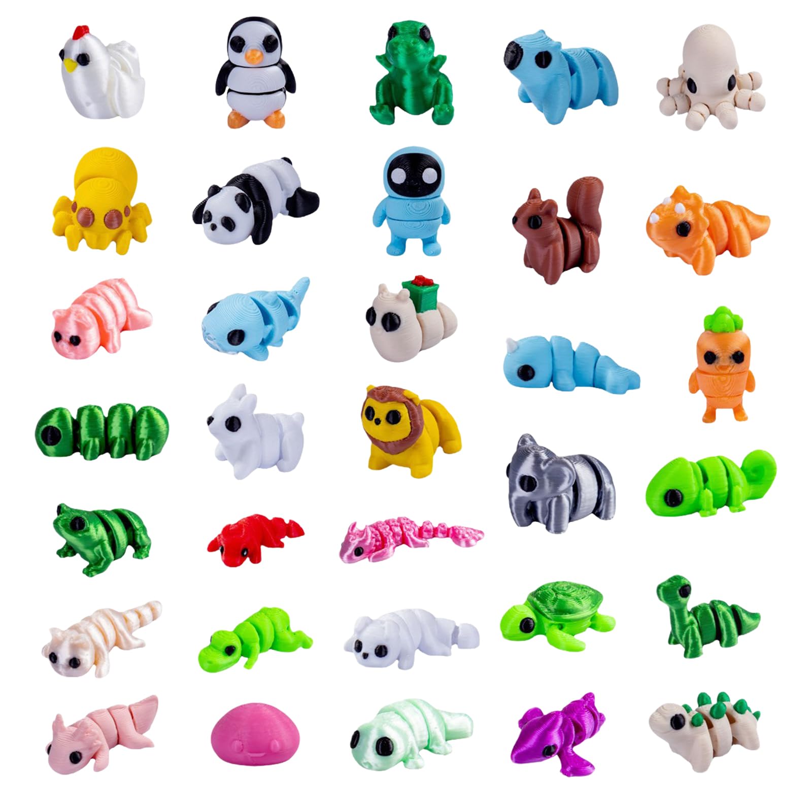 CavspkArt 33 PCS Mini 3D Printed Animals, 3D Printed Animal Models Set for Home Decoration, 3D Printed Toys